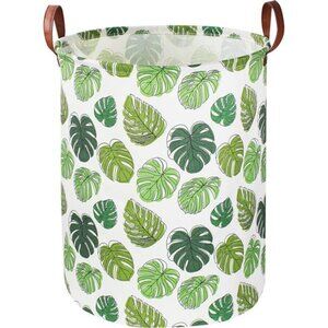 Round Green Laundry Hamper,Jungle Themed Nursery Decor,Tropical Baby Basket